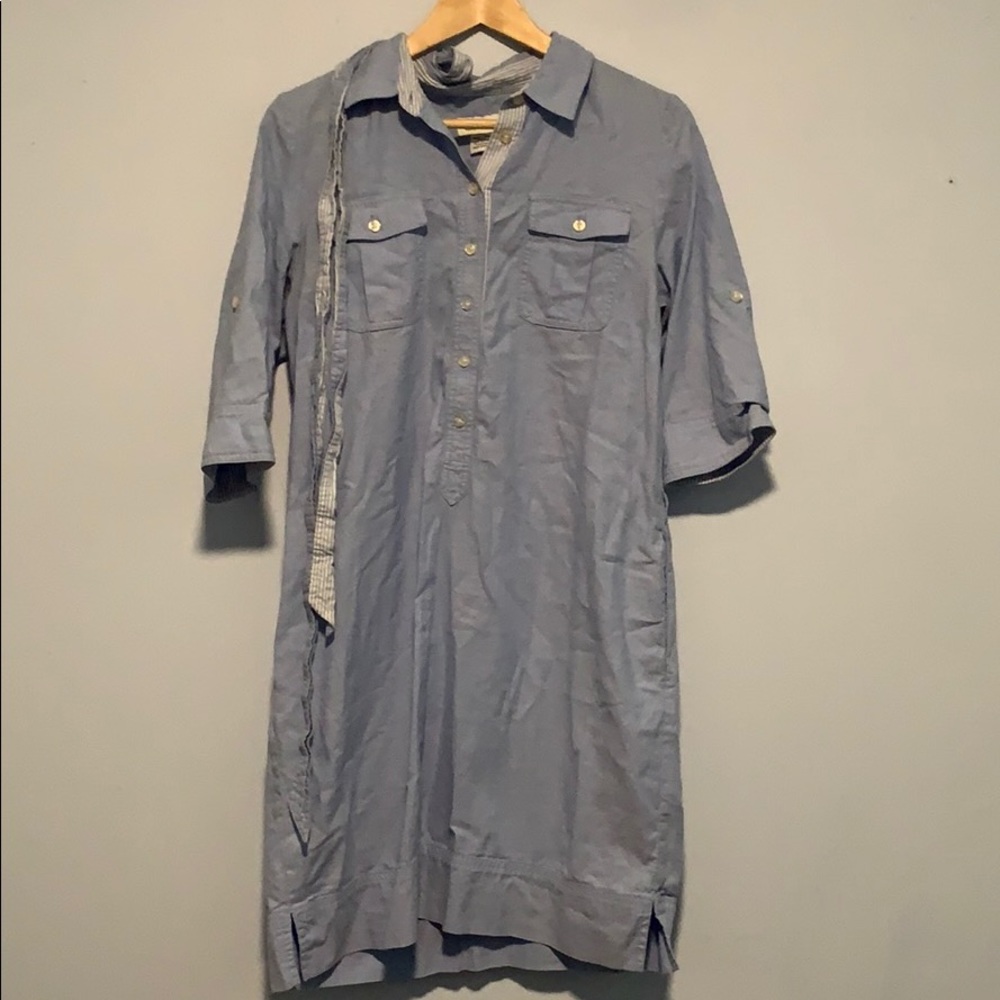 Oxford blue shirt dress with belt